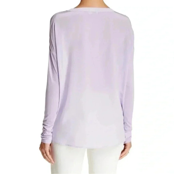 VINCE | Silk Mixed-Media Long-Sleeve Shirt | Lilac Waterlily | XS - Picture 2 of 10